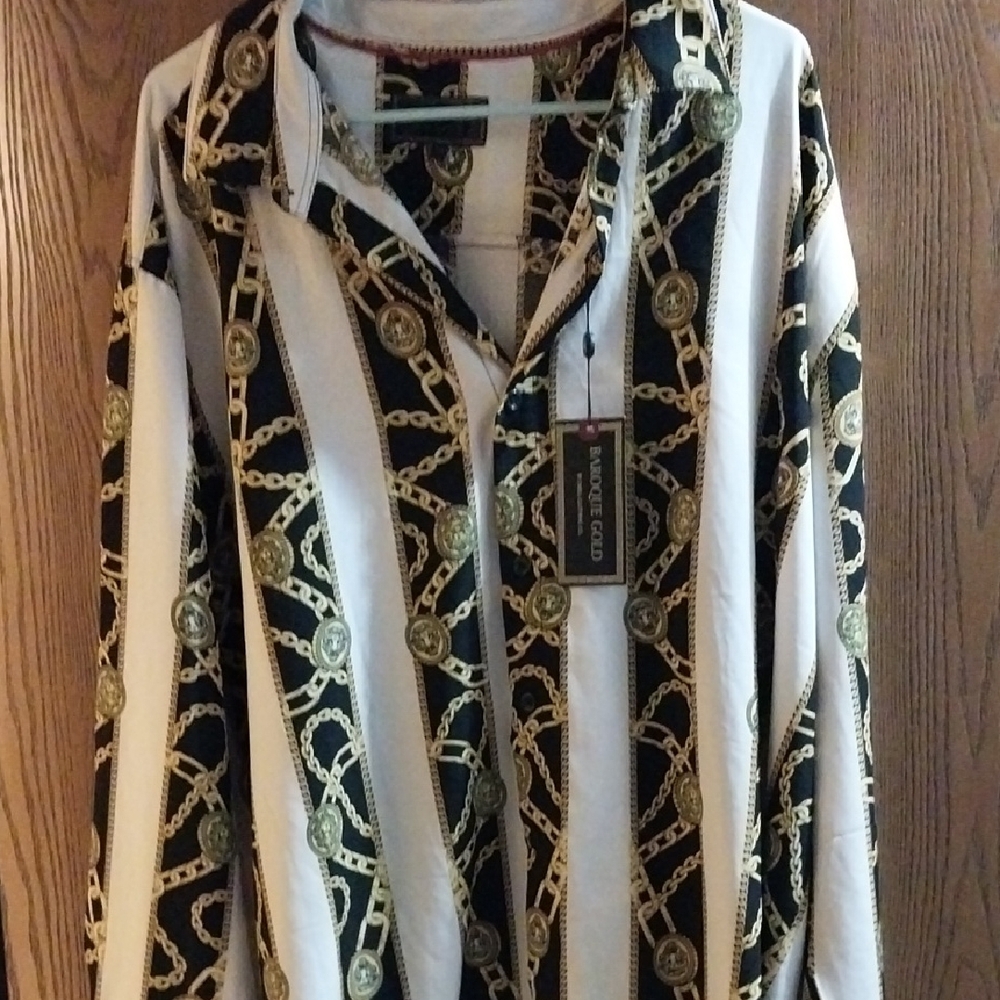 Elegant Black and White Casual Button Down Shirt